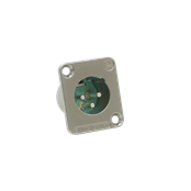 DE Series Male Panel Mount Connector, 3 Contacts, Nickel Finish, Silver Contact Plating